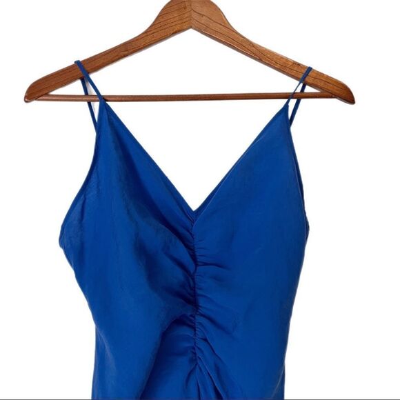 Zara Blue Slip Dress With Ruching - Picture 3 of 10